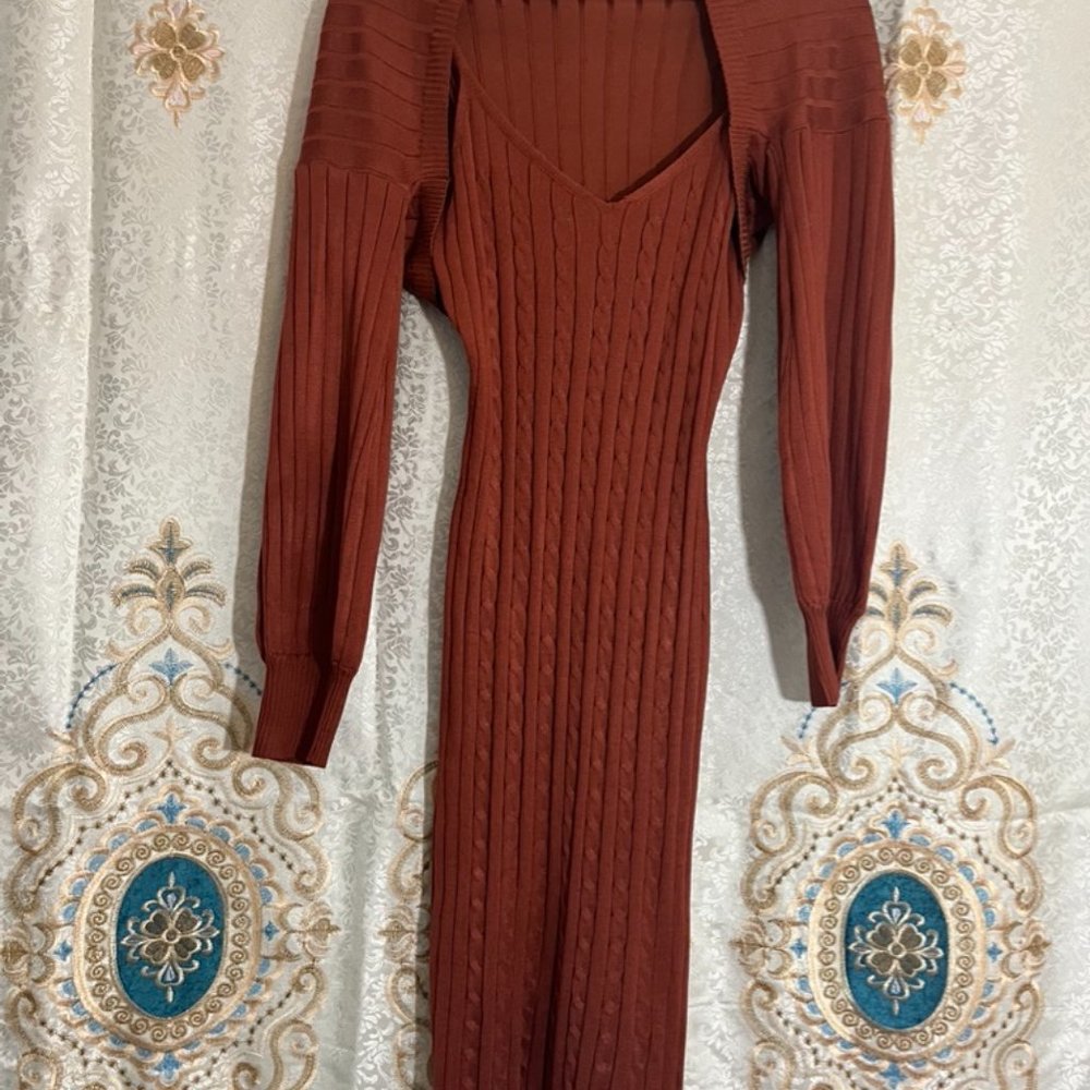 Sweater Dress Set (RUST) - Picture 3 of 6